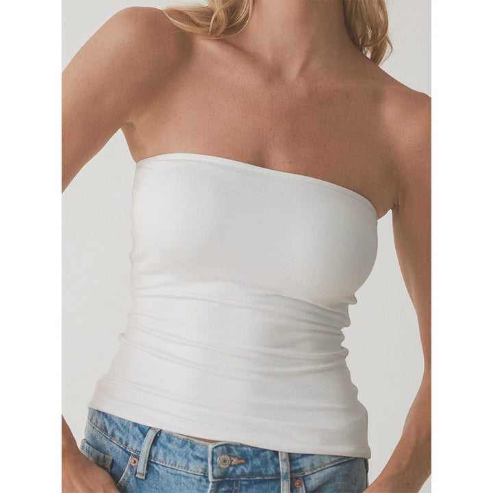 Pearl Union Strapless Tube Top  —  White Bridal Honeymoon & Travel Outfit