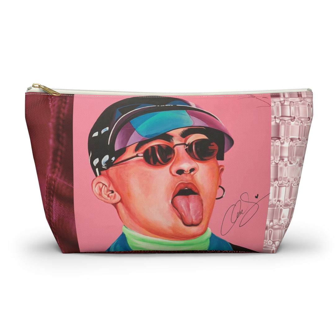 Signature Portrait - Pink Lace Diamond Accessory Pouch w T-bottom (Inspired by BadBunny) product image from The Tourist Bag