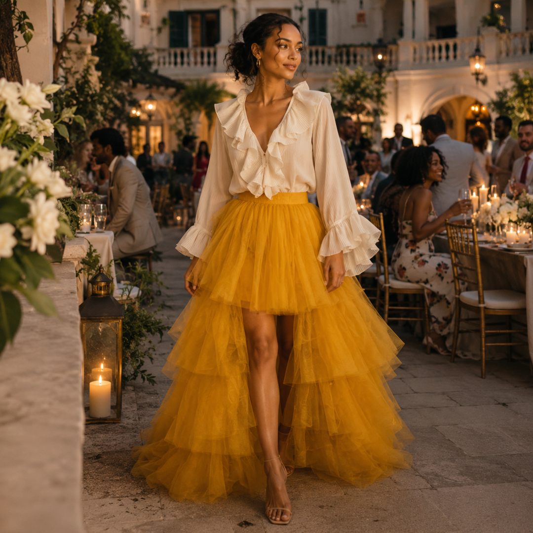 Golden Soleil Cascade Tulle Skirt
