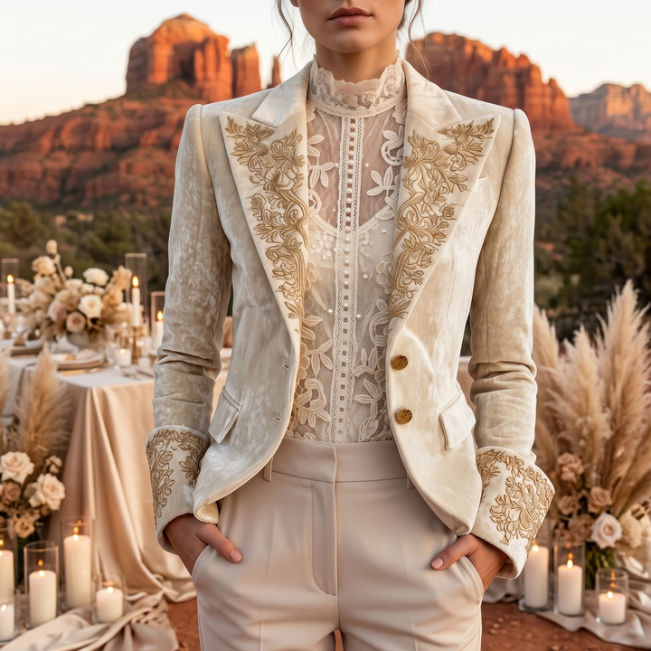 Chocolate Amour Heirloom Embroidered Blazer
