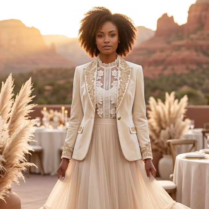 Chocolate Amour Heirloom Embroidered Blazer