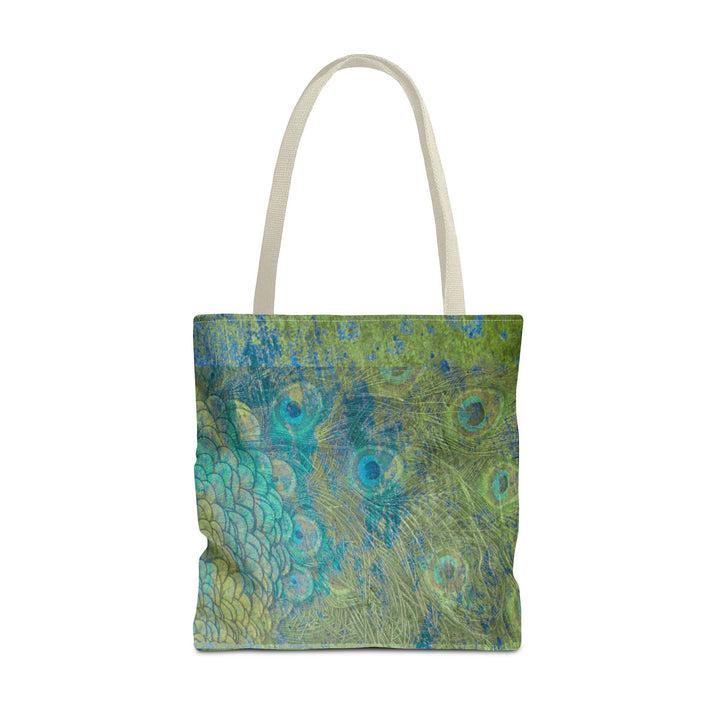 Golden Feather Peacock Tote Bag – Colorful Travel Bag