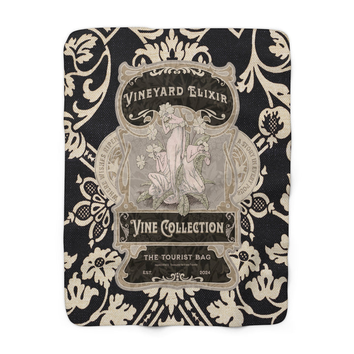 Vineyard Elixir Noir Sherpa Fleece Blanket | Vintage Vineyard Cozy Throw(50 x 60)