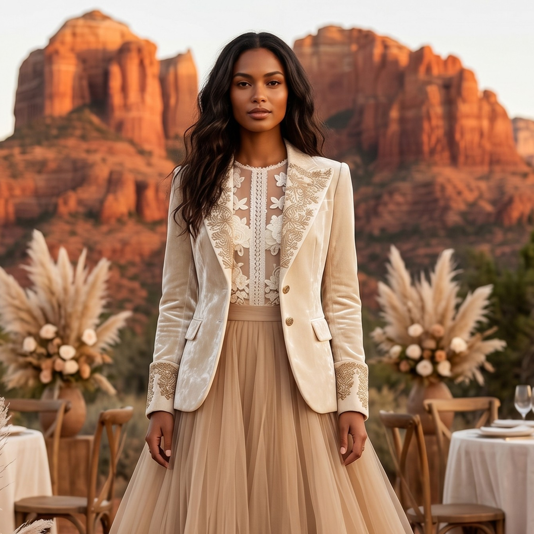 Chocolate Amour Heirloom Embroidered Blazer