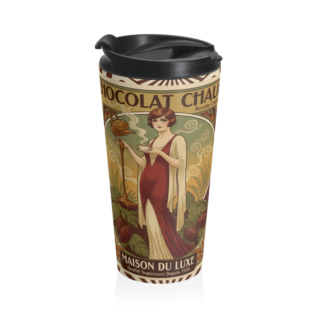 Chocolat Chaud Élégance Travel Mug | Vintage French Hot Chocolate Art Cup
