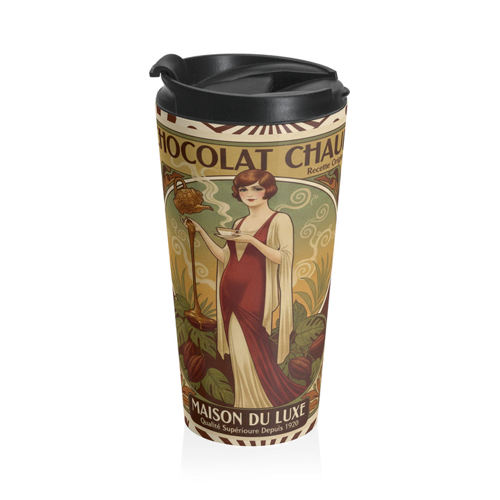 Chocolat Chaud Élégance Travel Mug | Vintage French Hot Chocolate Art Cup