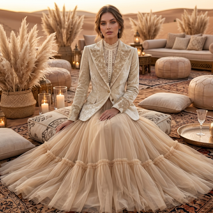 Chocolate Amour Champagne Tulle Reception Skirt
