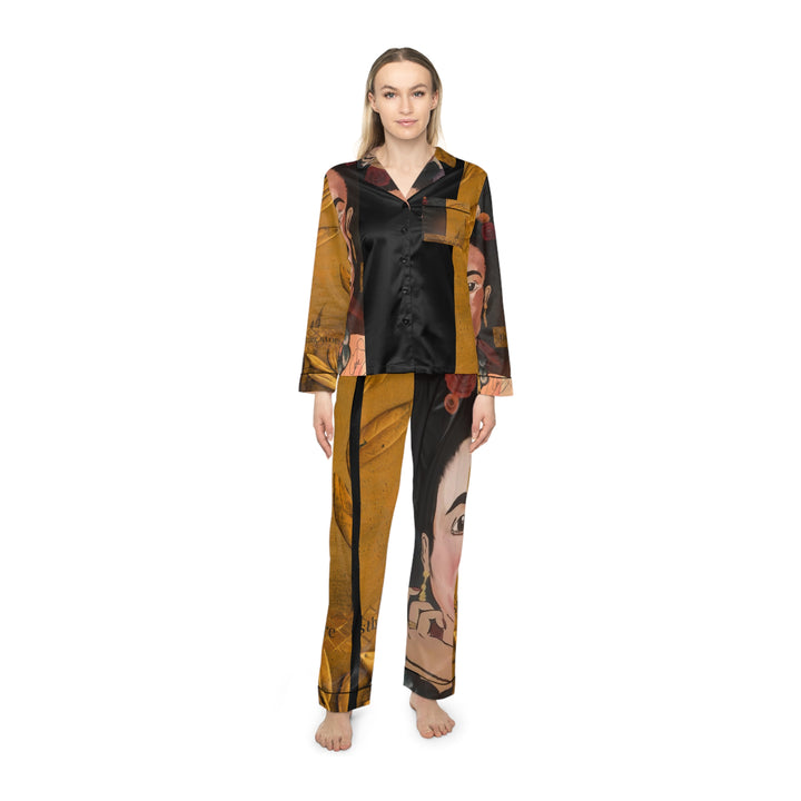 Frida by Aura – Eternal Marigold Women’s Satin Pajama Set product image from The Tourist Bag