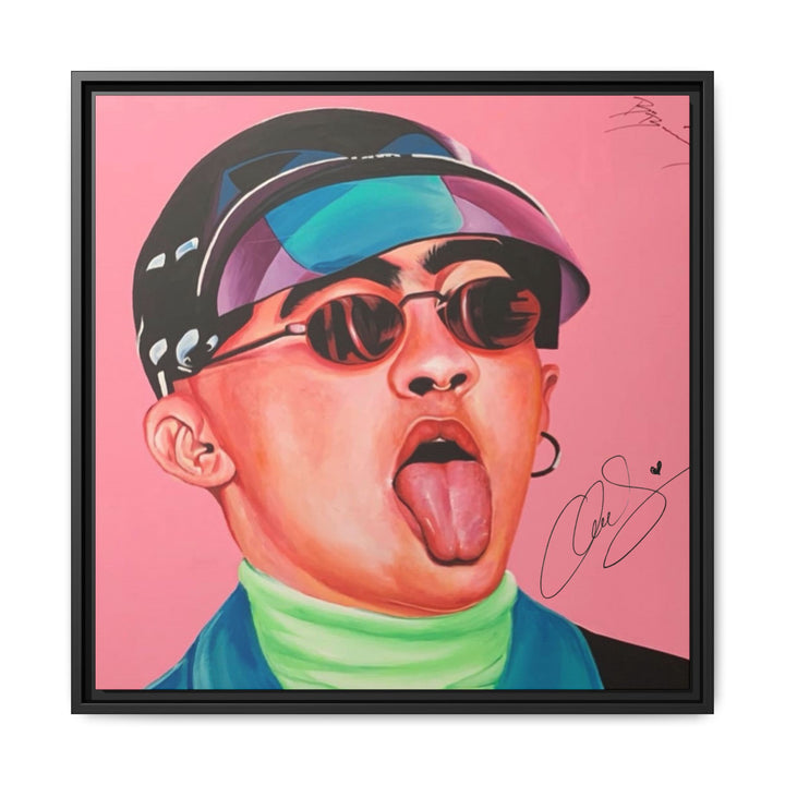 Signature Portrait Matte Canvas, Framed (Black) (Inspired by Bad*Bunny)