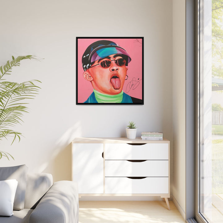 Signature Portrait Matte Canvas, Framed (Black) (Inspired by Bad*Bunny)