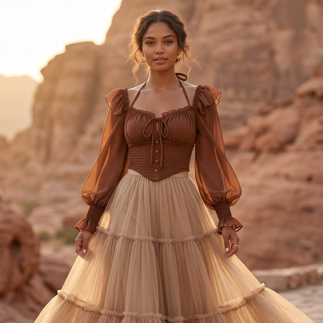 Chocolate Amour Juliet Chiffon Reception Blouse