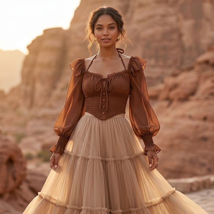 Chocolate Amour Juliet Chiffon Reception Blouse