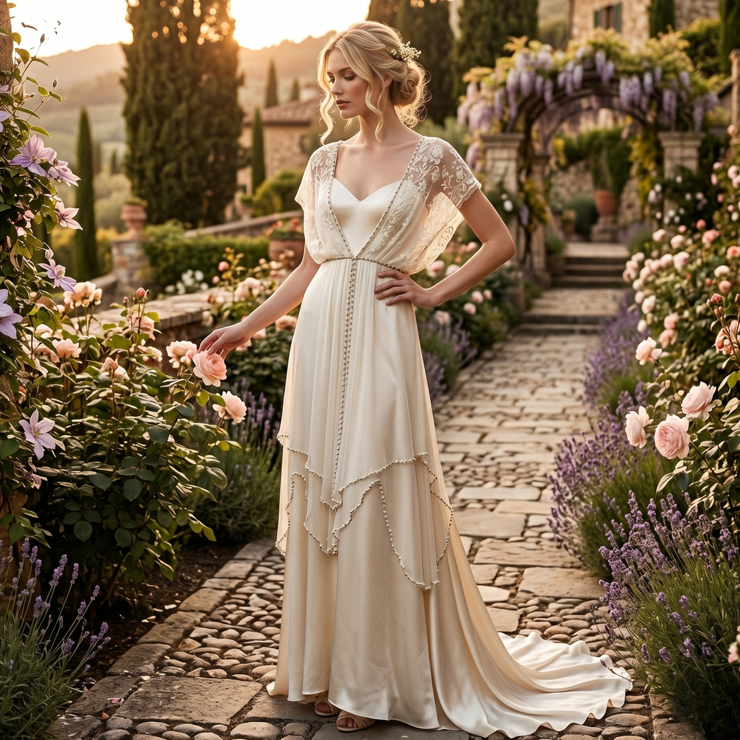 Pearl Union Willow Reverie Off-White Satin Garden Bridal Gown
