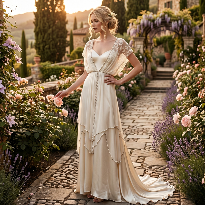 Pearl Union Willow Reverie Off-White Satin Garden Bridal Gown