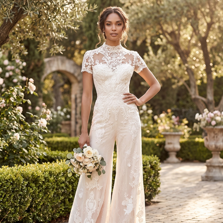 Pearl Union Ivory Whispering Meadow Lace Bridal Jumpsuit