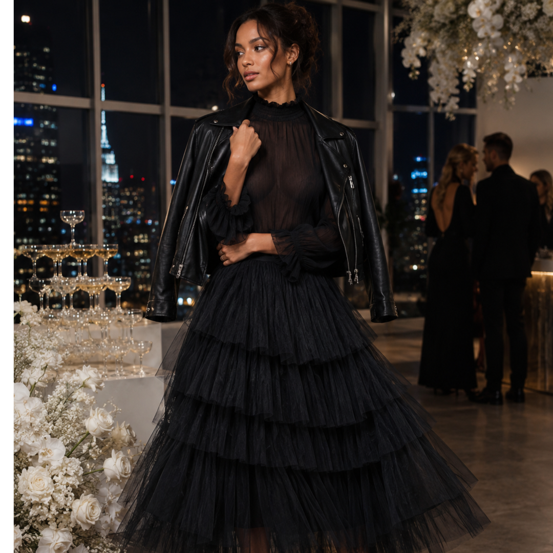 Midnight Reverie Tiered Tulle Skirt