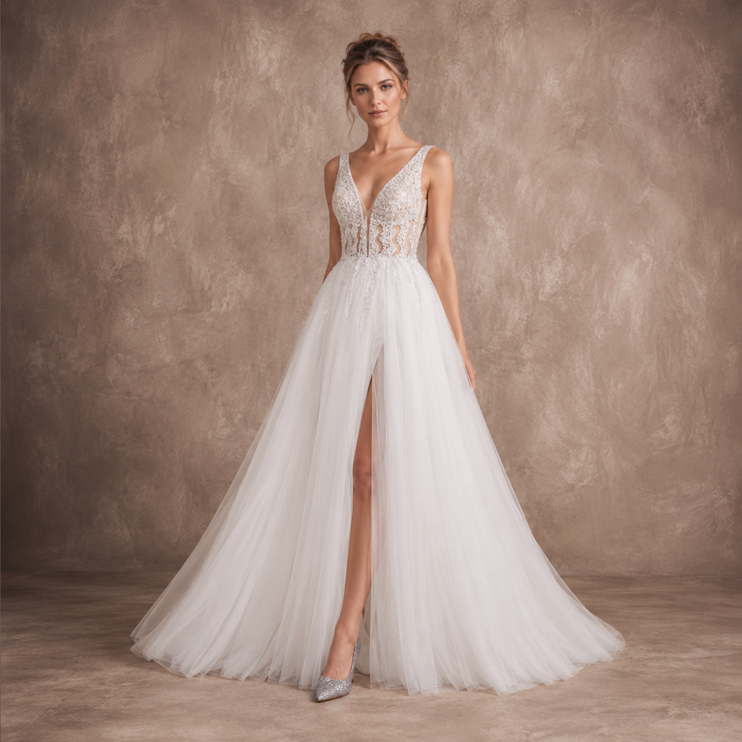 Pearl Union Crystal Skyline Beaded Bridal Gown