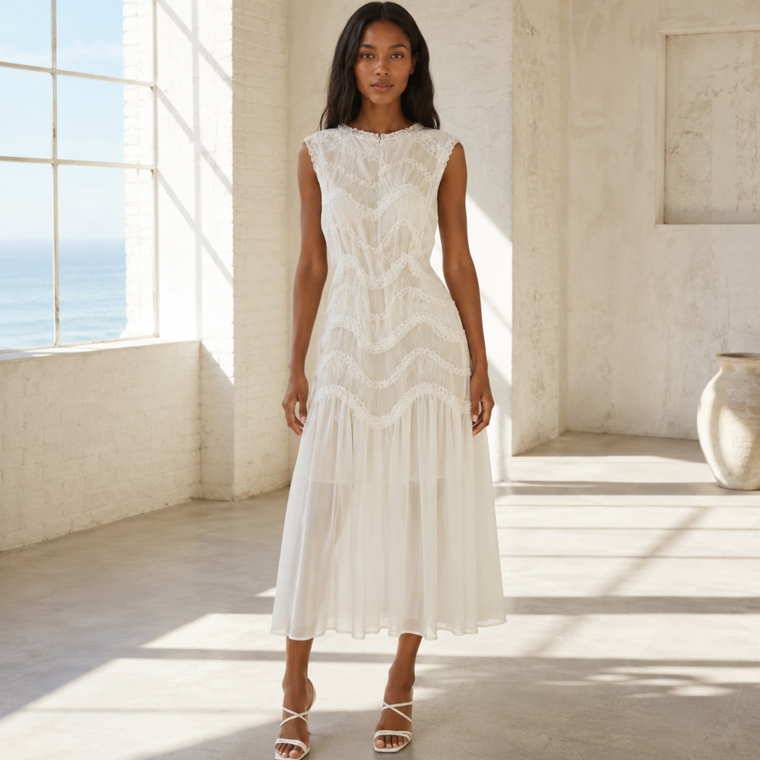 Pearl Union Celestine Veil Tiered Lace Bridal Dress