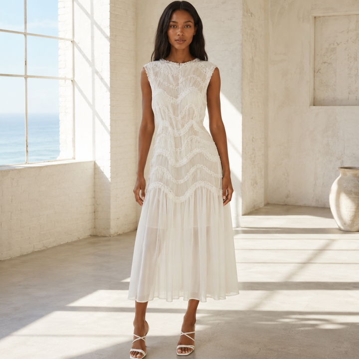 Pearl Union Celestine Veil Tiered Lace Bridal Dress