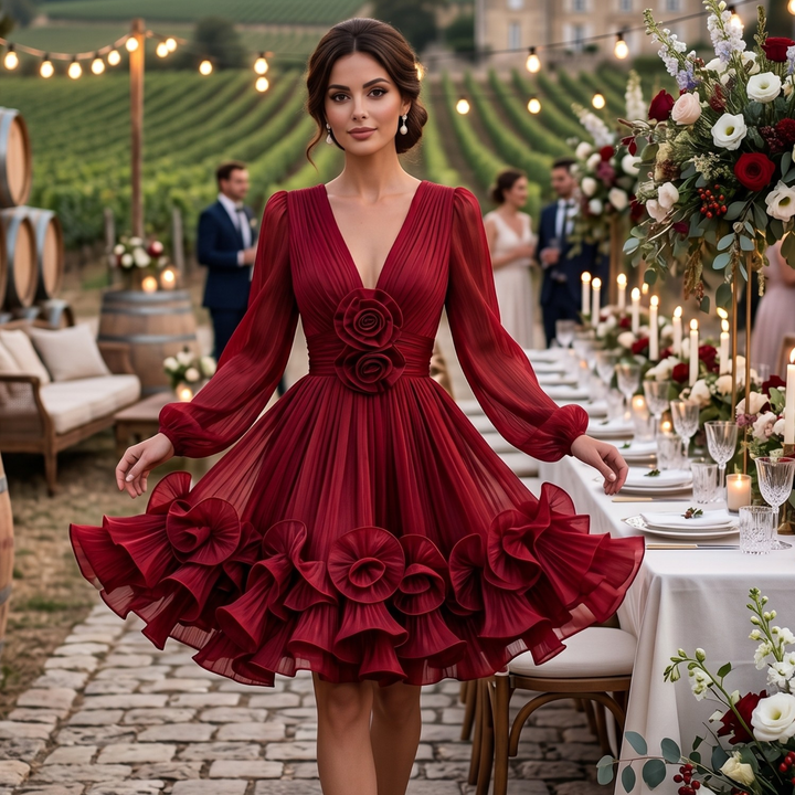 Crimson Promise Ruffle Mini Dress