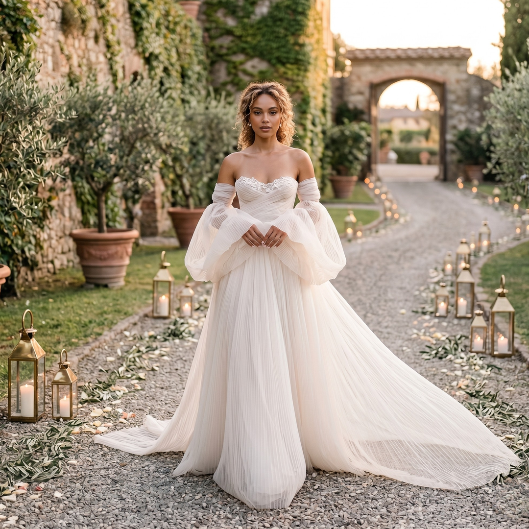 Pearl Union Ivory Whisper Off-Shoulder Tulle Bridal Gown