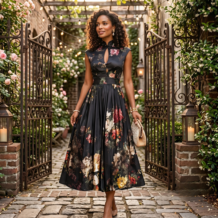 Midnight Garden Reverie Midi Dress