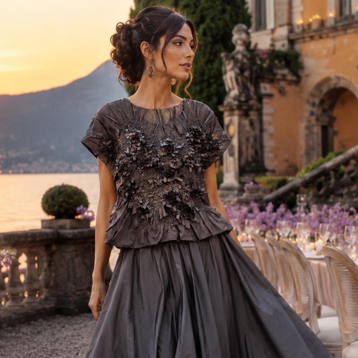 Midnight Bloom Couture Blouse