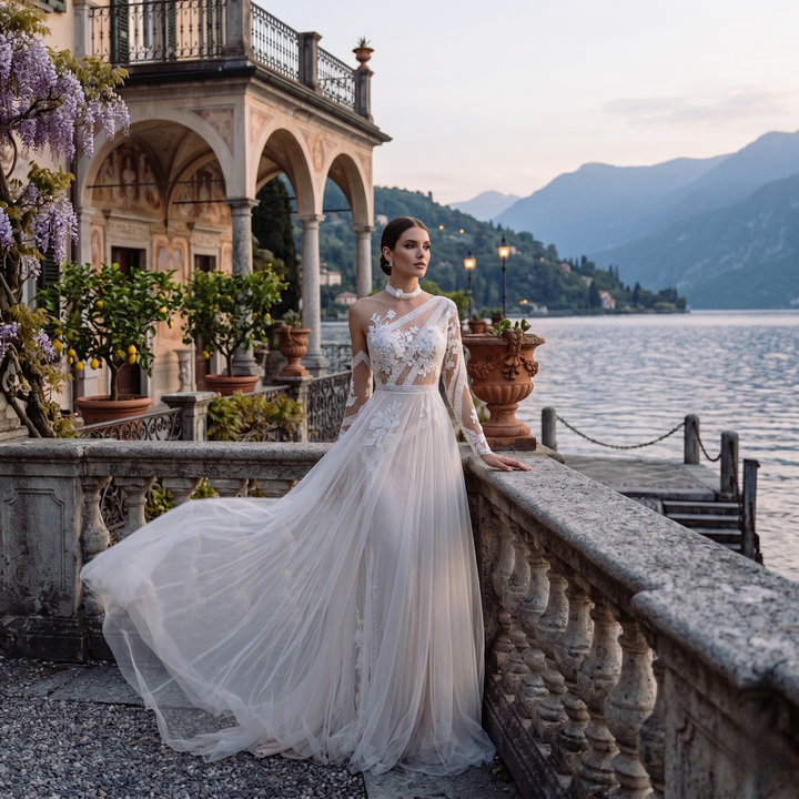 Pearl Union Amalfi Moonlight Lace Bridal Gown
