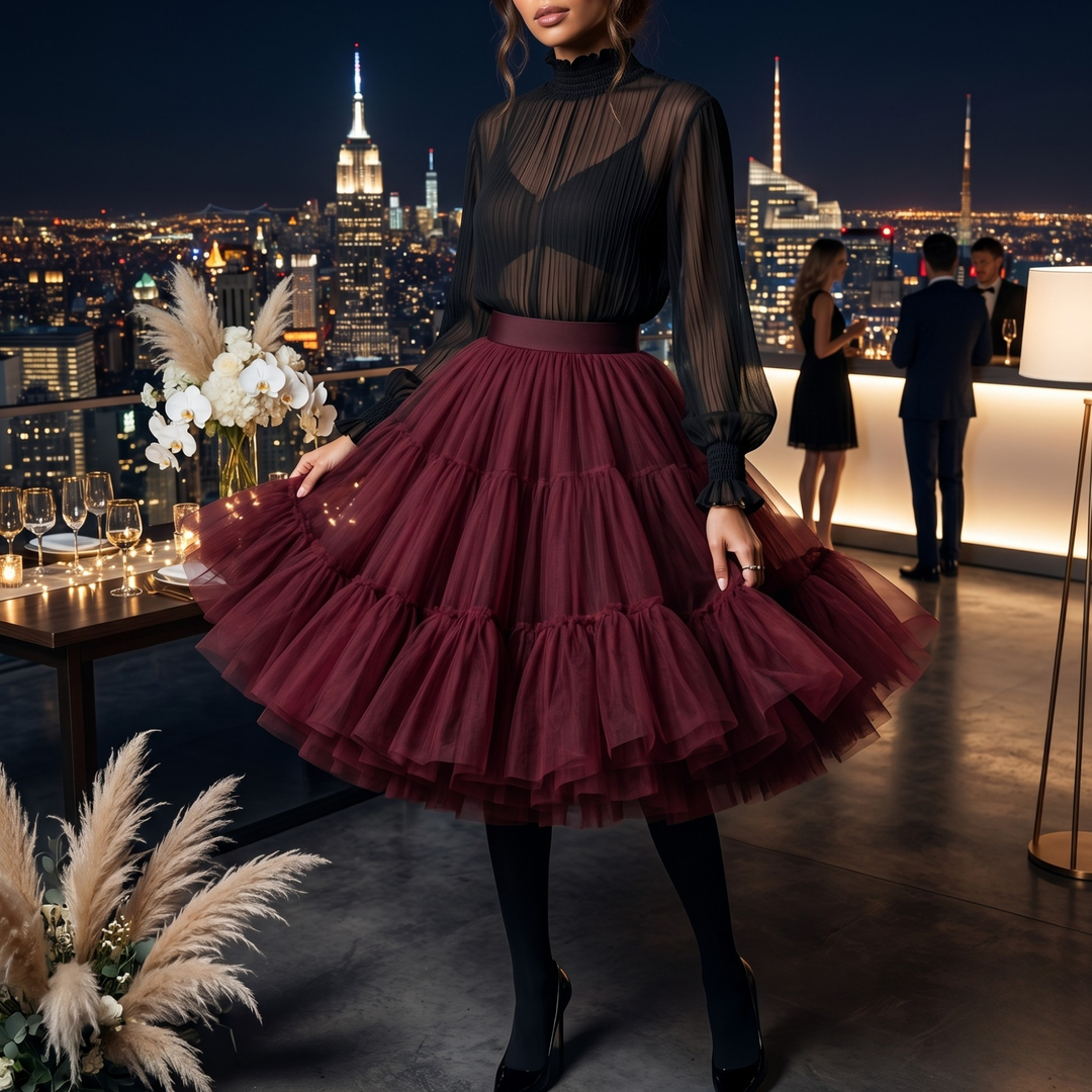 Crimson Promise Burgundy Couture Tulle Skirt