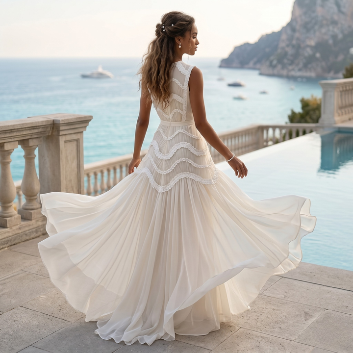 Pearl Union Celestine Veil Tiered Lace Bridal Dress