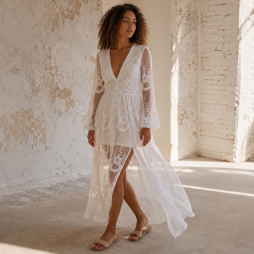 Pearl Union Coastal Mirage Embroidered Coastal Bridal Gown