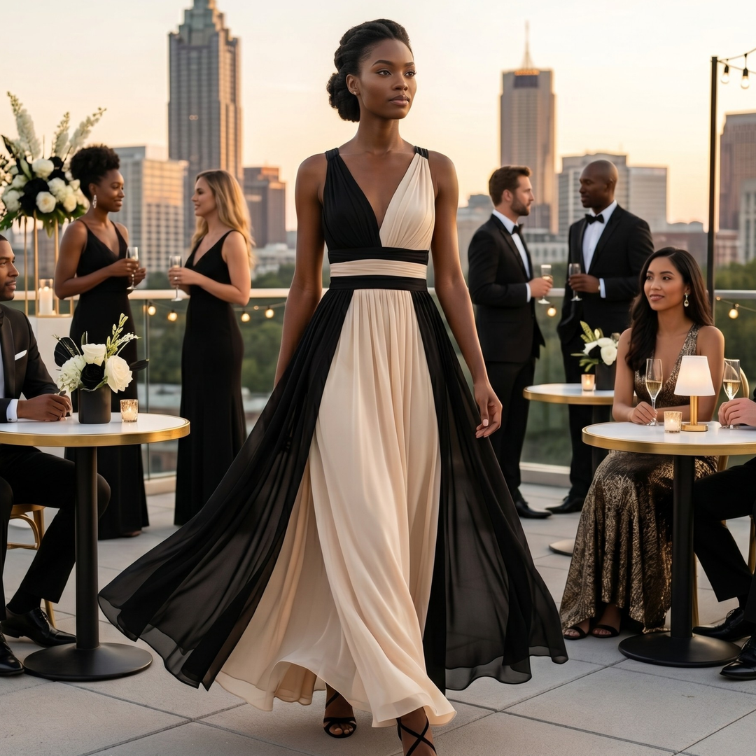 Midnight Champagne Reverie Maxi Dress