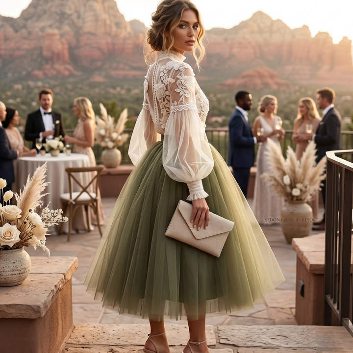 Olive Noir Tulle Reception Skirt