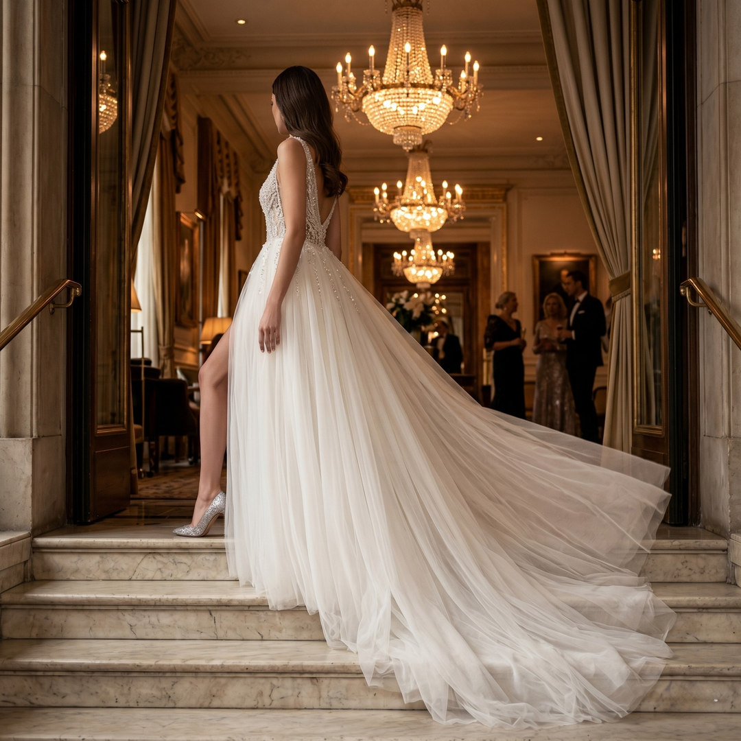 Pearl Union Crystal Skyline Beaded Bridal Gown