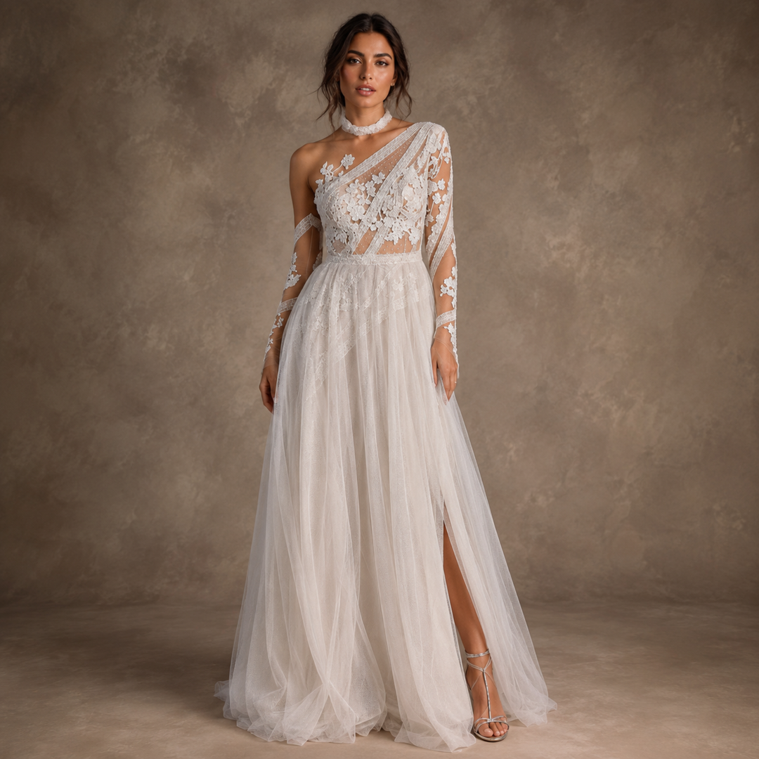Amalfi Moonlight Lace Bridal Gown