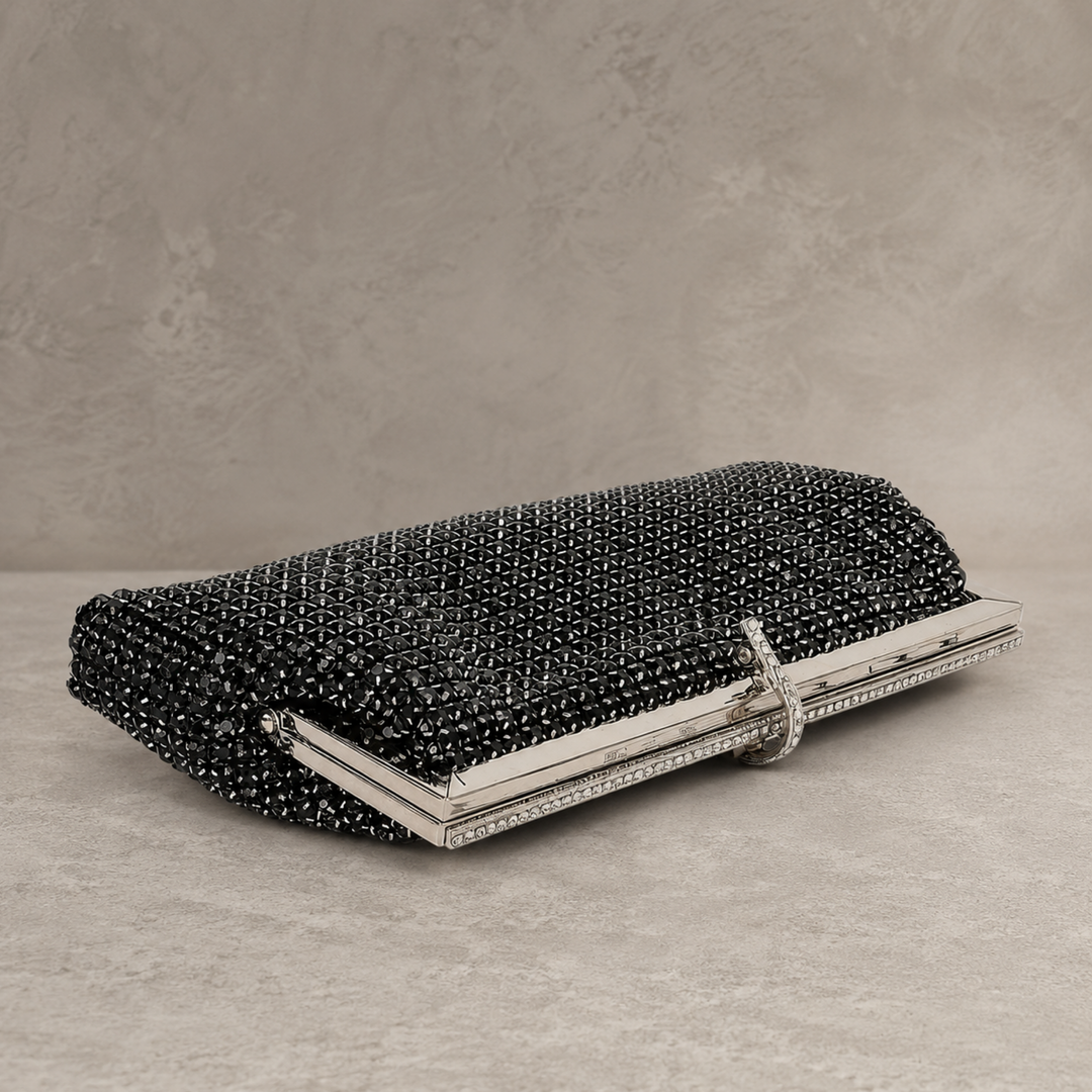 Midnight Noir Crystal Clutch – Black Tie Evening Bag