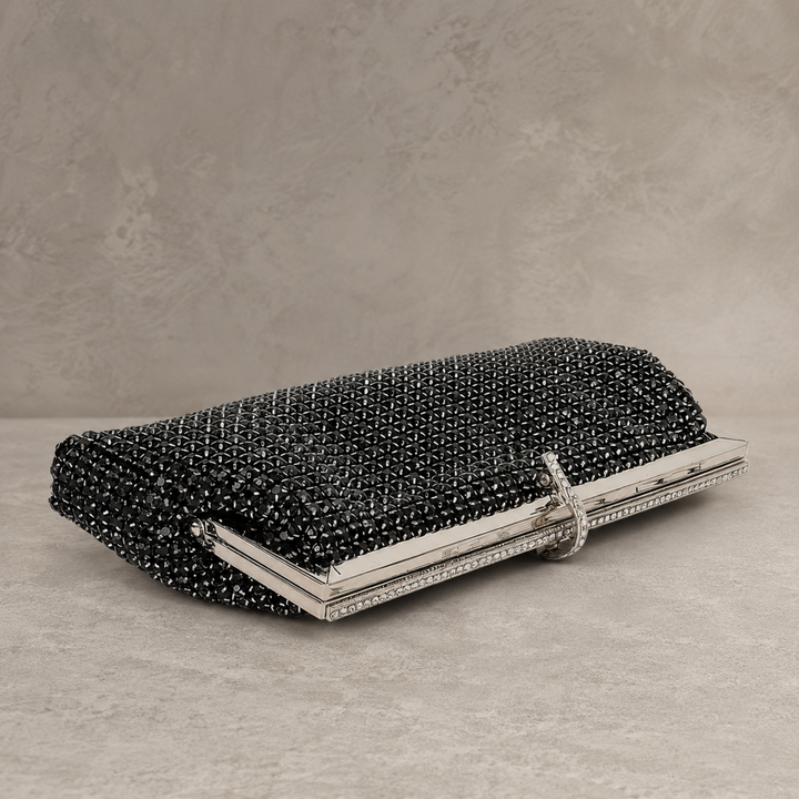 Midnight Noir Crystal Clutch – Black Tie Evening Bag