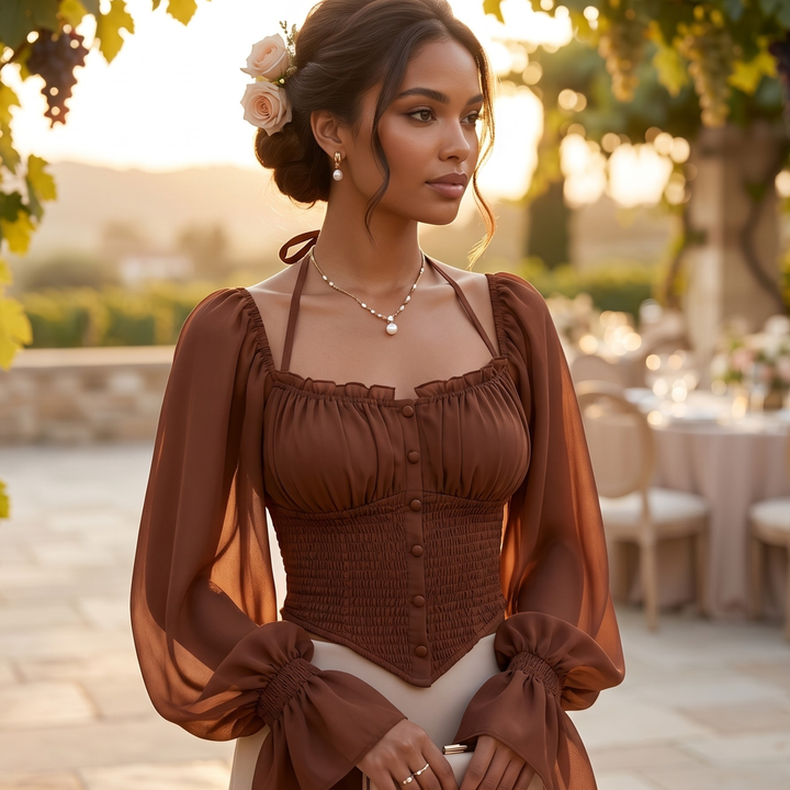 Chocolate Amour Juliet Chiffon Reception Blouse