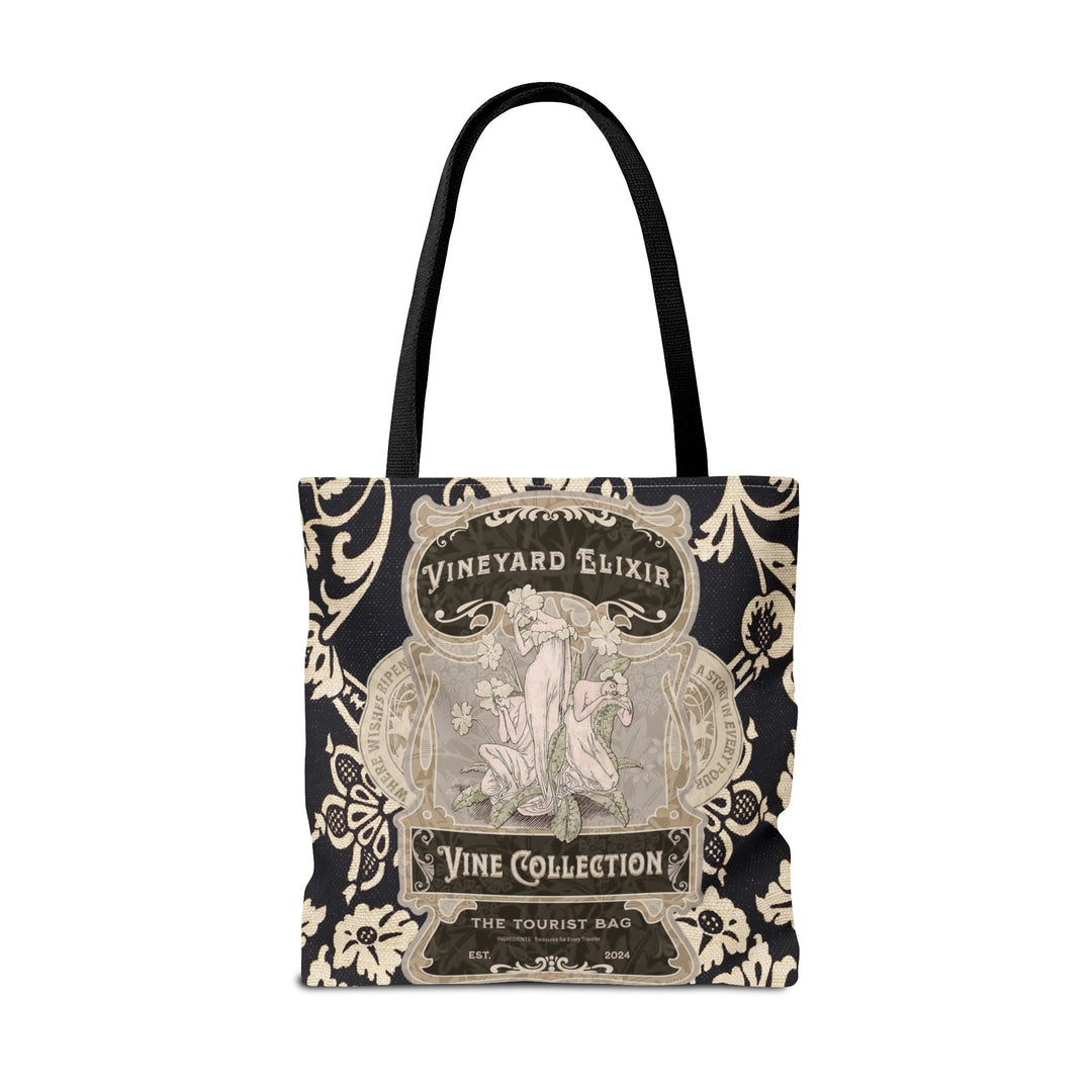 Vineyard Elixir Noir Tote Bag | Vintage Wine Label Inspired