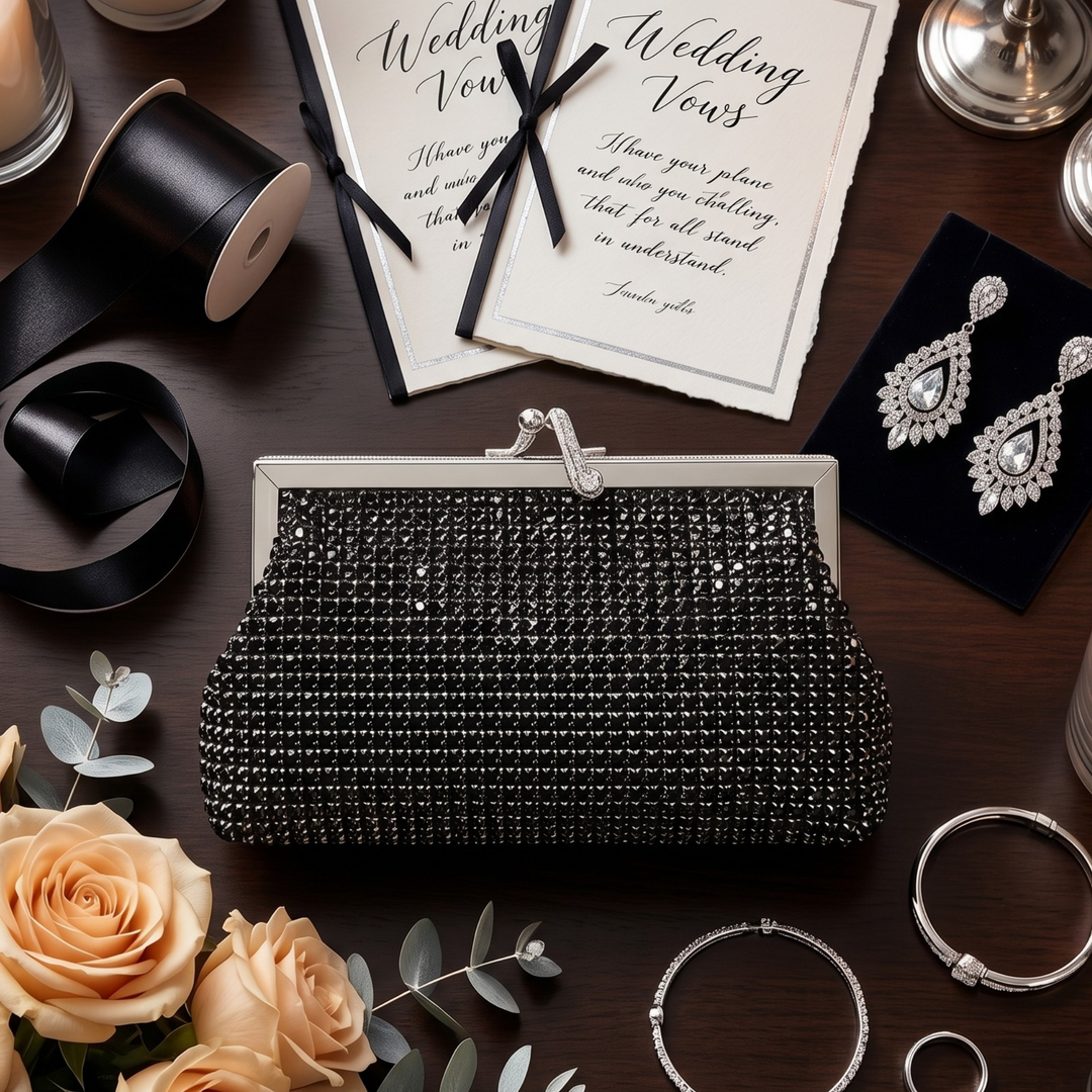 Midnight Noir Crystal Clutch – Black Tie Evening Bag