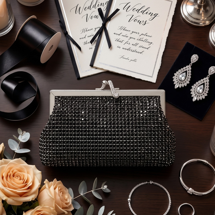 Midnight Noir Crystal Clutch – Black Tie Evening Bag