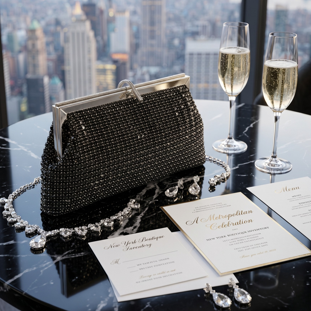 Midnight Noir Crystal Clutch – Black Tie Evening Bag