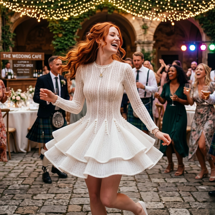 Pearl Union Chantilly Charm Tiered Bridal Mini Dress