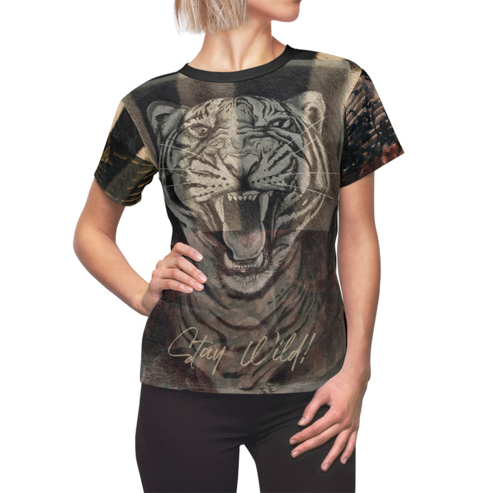 Velvet Wild Tiger Women’s Cut & Sew Tee – Stay Wild Art