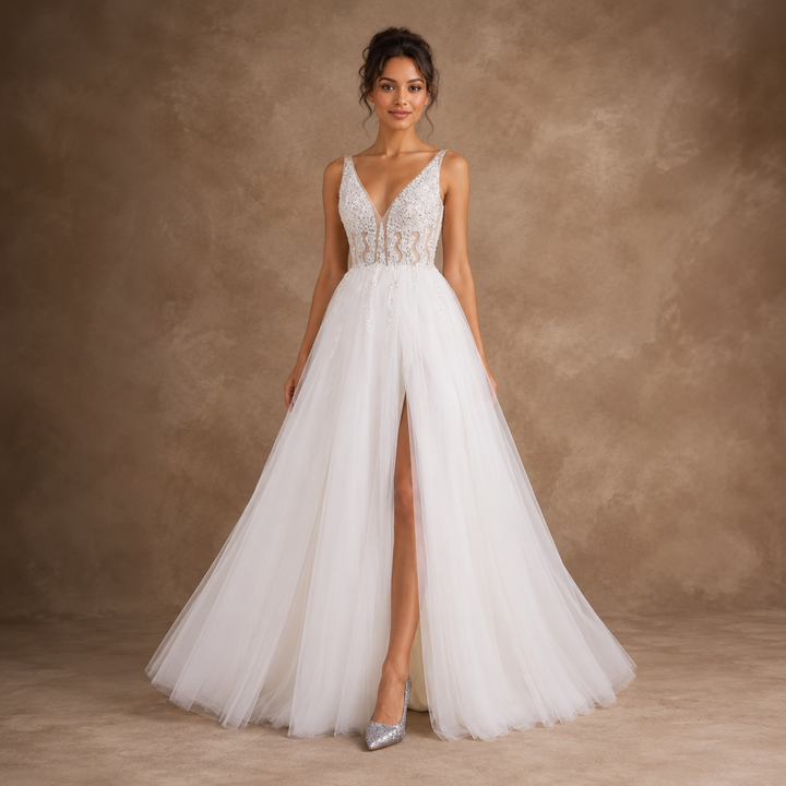 Pearl Union Crystal Skyline Beaded Bridal Gown