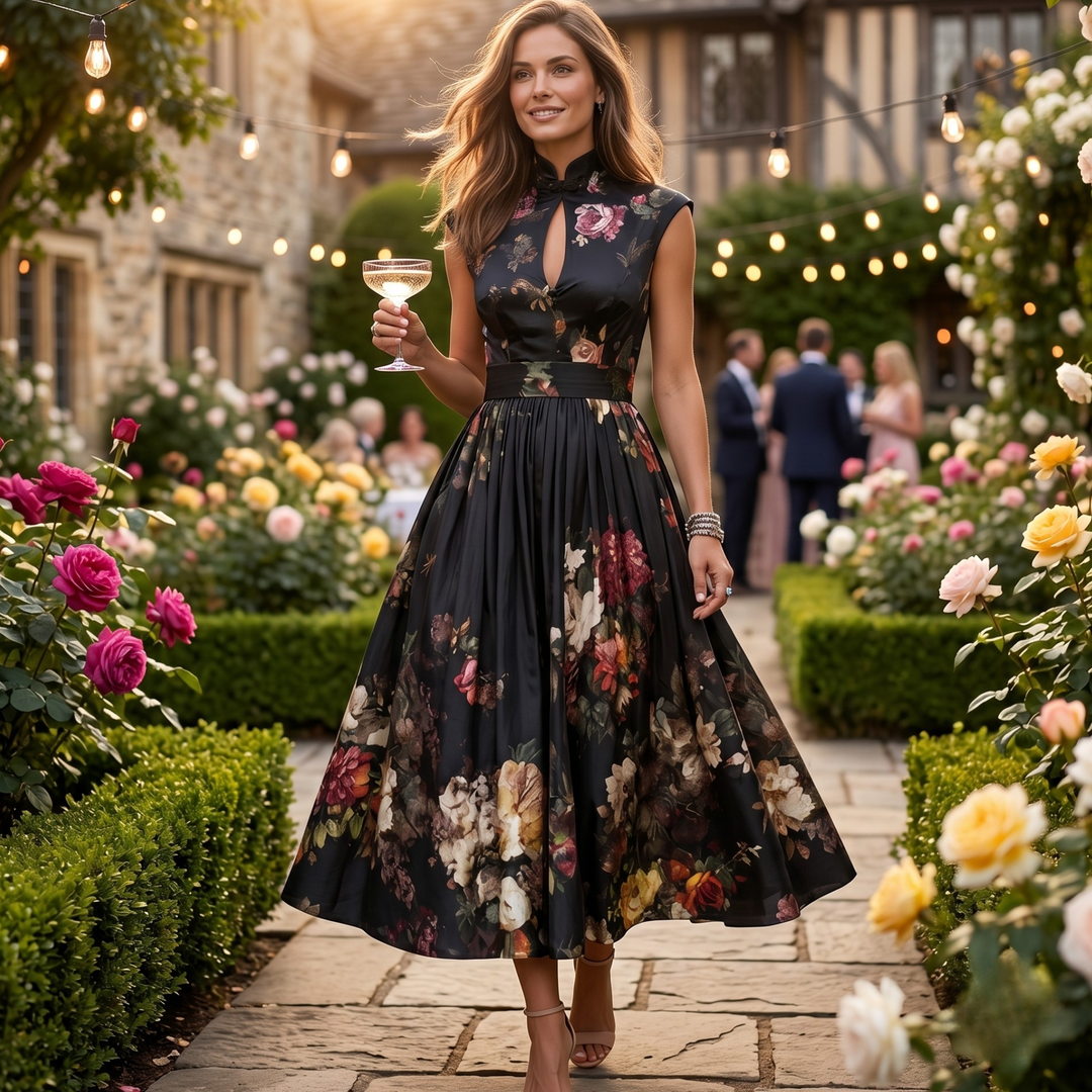 Midnight Garden Reverie Midi Dress