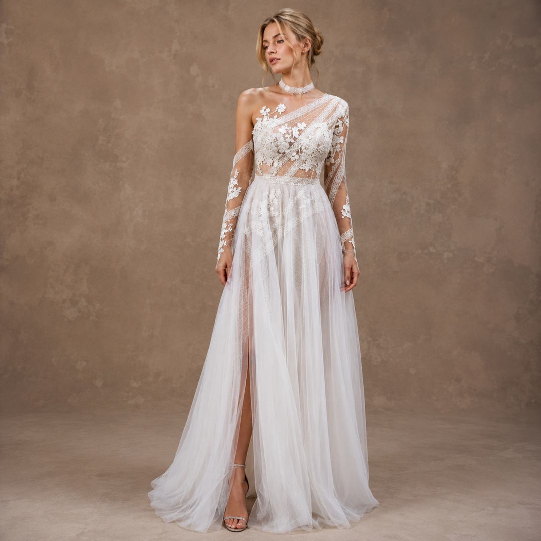 Amalfi Moonlight Lace Bridal Gown