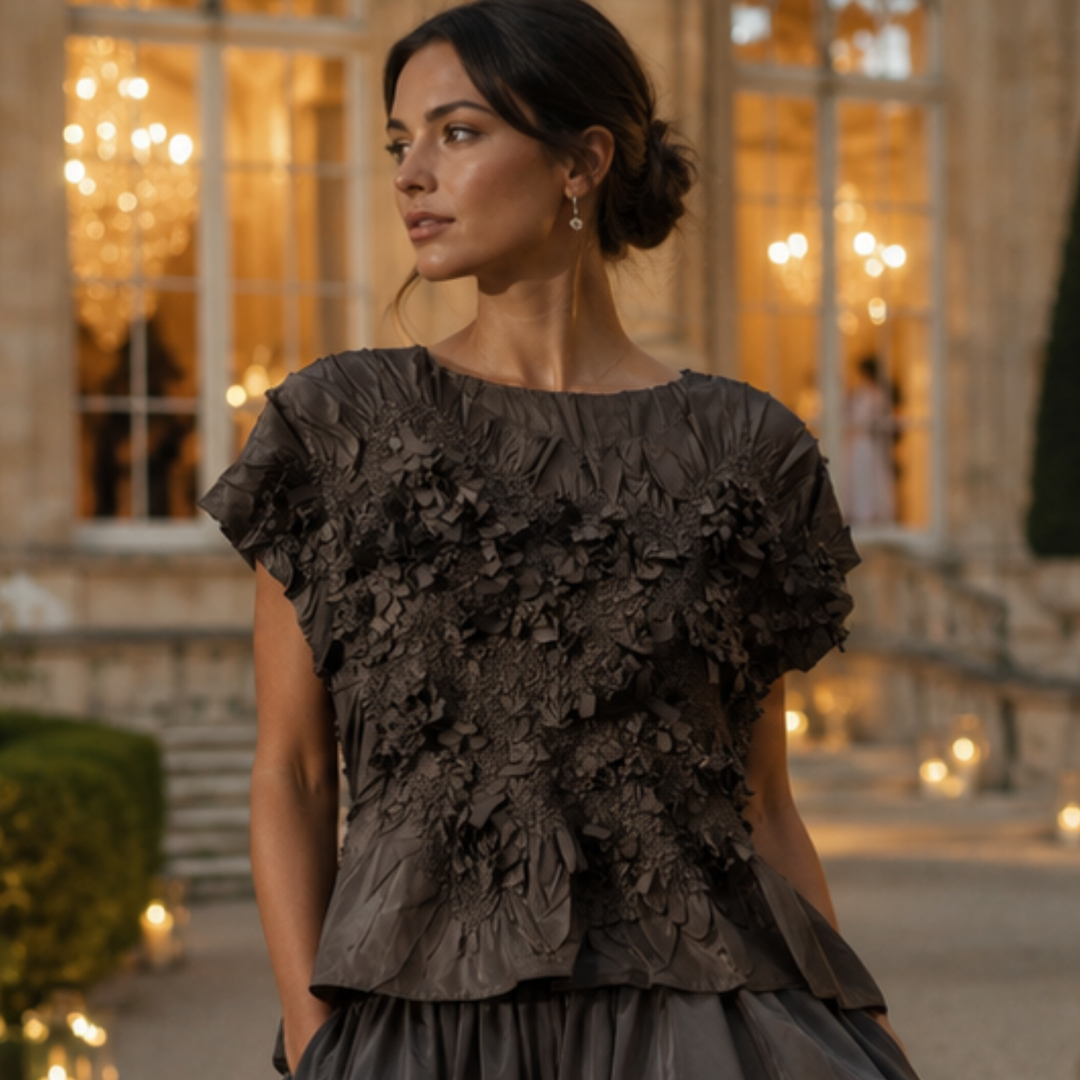Midnight Bloom Couture Blouse