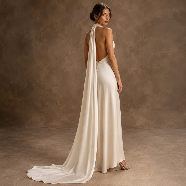Midnight Atelier Halter Satin Bridal Gown