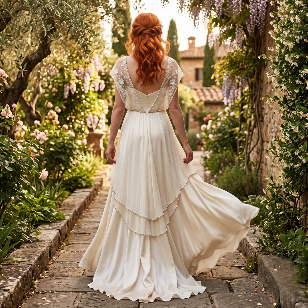Pearl Union Willow Reverie Off-White Satin Garden Bridal Gown